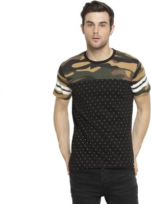 CAMPUS SUTRA Colorblock Men Round Neck Black T-Shirt