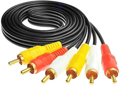 

JUSTELITE TV-out Cable 3rca Stereo Audio Video Composite Cable Red White Yellow(Black, For TV, 1.5 m)