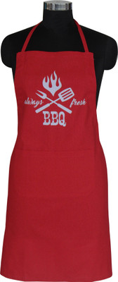 AIRWILL Cotton Home Use Apron - Free Size(Red, Single Piece)