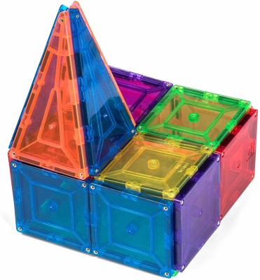 Trinkets & More - 3D Premium Magna Tiles (69 Pieces) Toys | Building Tiles Stacking Set |Construction Game with Storage Box(Multicolor)