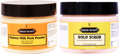 

Sheer Secret Multani Mitti Pack Powder 150gm and Gold Scrub 300ml(Set of 2)