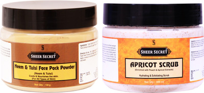 

Sheer Secret Neem & Tulsi Face Pack Powder 150gm and Apricot Scrub 300ml(Set of 2)