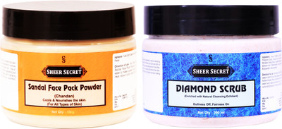 

Sheer Secret Sandal Face Pack Powder 150gm and Diamond Scrub 300ml(Set of 2)