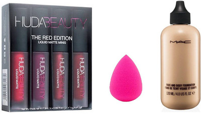 

Huda Beauty RED EDITION & FACE AND BODY FOUNDATION & 1 PIECE PUFF(Set of 3)