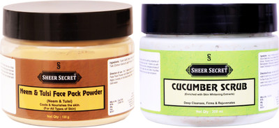 

Sheer Secret Neem & Tulsi Face Pack Powder 150gm and Cucumber Scrub 300ml(Set of 2)