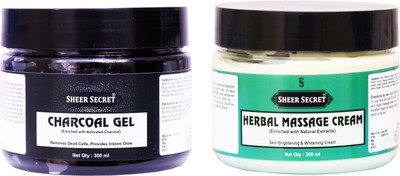 Sheer Secret Charcoal Gel 300ml and Herbal Massage Cream 300ml(2 Items in the set)