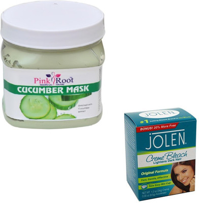 

Pink Root CUCUMBER MASK 500GM WITH JOLEN CREME BLEACH 28GM(Set of 2)