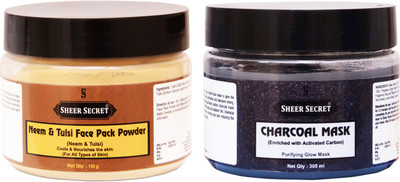 

Sheer Secret Neem & Tulsi Face Pack Powder 150gm and Charcoal Mask 300ml(Set of 2)