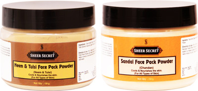 

Sheer Secret Neem & Tulsi Face Pack Powder 150gm and Sandal Face Pack Powder 150gm(Set of 2)