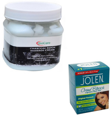 

Biocare CHARCOAL CREAM 500GM WITH JOLEN CREME BLEACH 28GM(Set of 2)