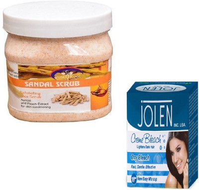 

Pink Root SANDAL SCRUB 500GM WITH JOLEN OXY BLEACH 28GM(Set of 2)