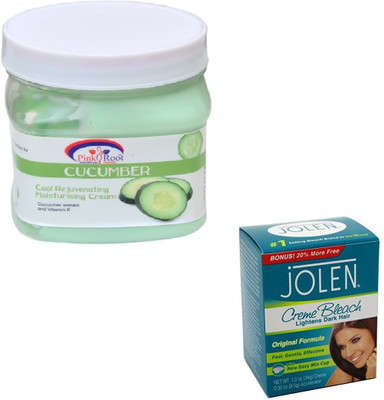 Pink Root CUCUMBER CREAM 500GM WITH JOLEN CREME BLEACH 28GM(Set of 2)