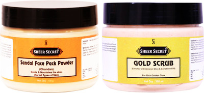 

Sheer Secret Sandal Face Pack Powder 150gm and Gold Scrub 300ml(Set of 2)