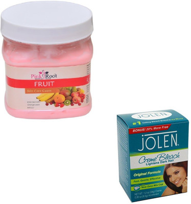 

Pink Root FRUIT CREAM 500GM WITH JOLEN CREME BLEACH 28GM(Set of 2)