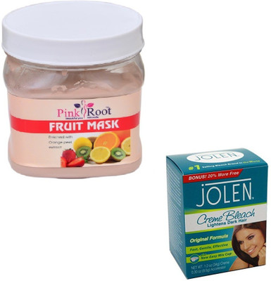 

Pink Root FRUIT MASK 500GM WITH JOLEN CREME BLEACH 28GM(Set of 2)