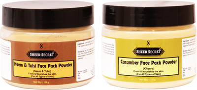 

Sheer Secret Neem & Tulsi Face Pack Powder 150gm and Cucumber Face Pack Powder 150gm(Set of 2)