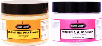 

Sheer Secret Multani Mitti Pack Powder 150gm and Vitamin-e Cream 300ml(Set of 2)