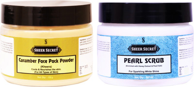 Sheer Secret Cucumber Face Pack Powder 150gm and Pearl Scrub 300ml(2 Items in the set)