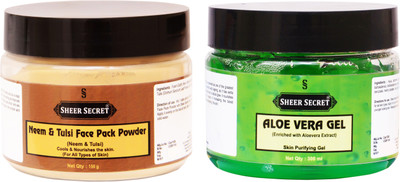 

Sheer Secret Neem & Tulsi Face Pack Powder 150gm and Aloe vera Gel 300ml(Set of 2)