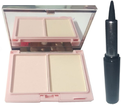 ADJD NEW ARRIVAL PERFECT LUMINOUS RADIANT RICH FACE POWDER WITH 24H LONG LASTING DRAMA KAJAL(Set of 2)