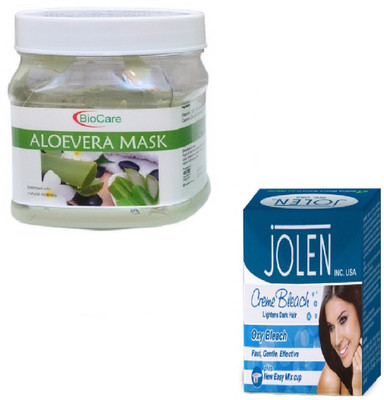 

Biocare ALOEVERA MASK 500GM WITH JOLEN OXY BLEACH 28GM(Set of 2)