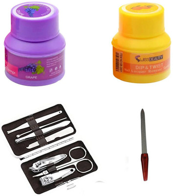 

Rtb SwissBeauty Nail polish Remover Pot with manicure kit set of 7 and nail File(Set of 4)