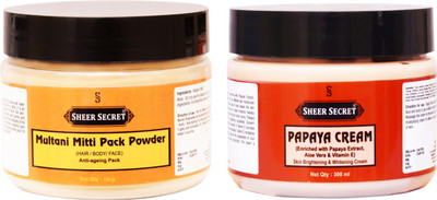 

Sheer Secret Multani Mitti Pack Powder 150gm and Papaya Cream 300ml(Set of 2)