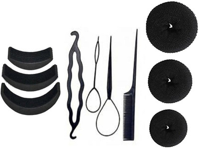 

S R Enterprises All different black donut 1pcs diy kit 1pcs hair volumizer (pack of 10pcs)(Set of 10)