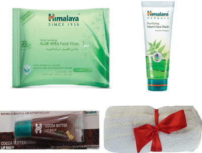 

Himalaya Aloe Vera Facial Wipes, Neem Face Wash, Cocoa Butter Lip Balm, Face Towel(Set of 4)