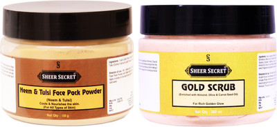 

Sheer Secret Neem & Tulsi Face Pack Powder 150gm and Gold Scrub 300ml(Set of 2)