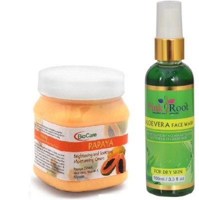 PINKROOT ALOEVERA FACE WASH 100ML WITH BIOCARE PAPAYA CREAM 500GM(2 Items in the set)