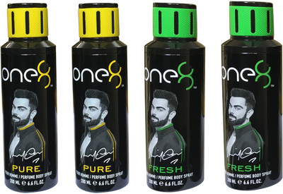 

one 8 Pure & Fresh (Pack of 4) Perfume Body Spray - For Men & Women(800 ml, Pack of 4)