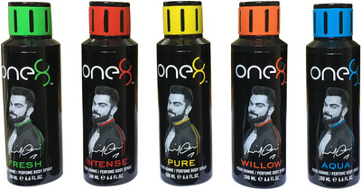 

one 8 Pure,Aqua,Willow,Fresh,Intense (Pack of 5) Perfume Body Spray - For Men & Women(1000 ml, Pack of 5)