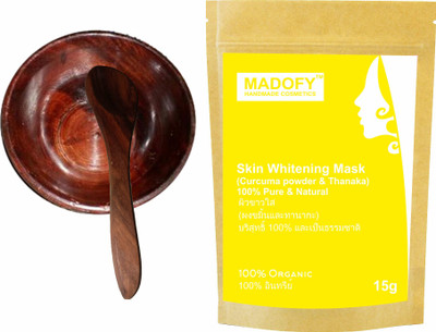 

MADOFY Skin Whitening Mask (Curcuma & Thanaka Powder) 15 gm with Wooden Bowl & Spoon(15 g)