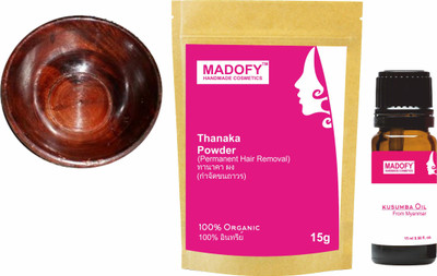 

MADOFY Thanaka 15gm and Kusumba Oil 15 ml with wooden Bowl(Set of 2)