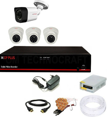 CP PLUS 3 dome, 1 bullet 500 gb hard disk, 4 channel dvr, 4 channel power supply, 90mtr wire bundle, dc and bnc connector, 1.3 mp 1080p Security Camera(1 TB, 8 Channel)