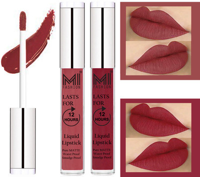 

MI FASHION 100% Veg Matte Made in India Liquid Lip Gloss Lipstick Waterproof, Long Lasting Set of 2 -(6 ml, Nude Liquid Lipstick,Shimmer Cherry Lip Gloss)