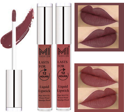 

MI FASHION 100% Veg Matte Made in India Liquid Lip Gloss Lipstick Waterproof, Long Lasting Set of 2 -(6 ml, Light Chocolate Liquid Lipstick,Brown Lip Gloss)