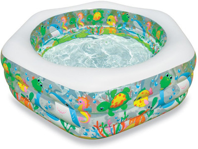 INTEX Inflatable Pool with Ocean Reef Design Inflatable Swimming Pool(Multicolor)