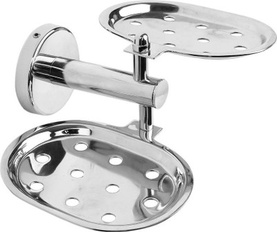 

Tagve Stainless Steel Double Soap Holder Soap Dish Stand Case for Bathroom (Silver)(Silver)