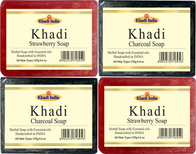 

Khadi Charcoal Soap, Strawberry Soap (2x2)(125 g, Pack of 4)