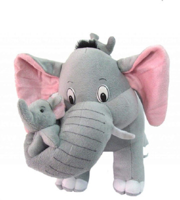 Glitter Collection Happy Elephant with 2 Baby  - 36 cm(Grey)