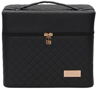 

Store2508 Women's Fabric Professional Beauty Make Up Nail Cosmetic Box Vanity Case (Black, 28X23X19cm) Makeup and Jewellery Vanity Box(Black)
