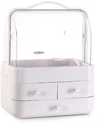 

Urbancart ABS Plastic Cosmetic Makeup Storage Cube Organizer and Jewelry Drawer/Case Display Make up Organiser Vanity Box(White)