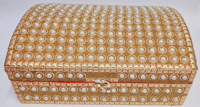

Asian Cane Handicrafts Pearl Studded Fancy Bangle Box (Designer, Double rod) Keep Bangles Safe Vanity Box(Golden)