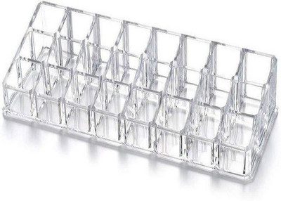 

kiros 24 Grid/Case Lipstick Organizer Nail Polish Cosmetic Storage Rack Holder Stand Transparent Lipstick Stand Vanity Box (Transparent) Shelf Lipistic Stand Vanity Box(Transparent)