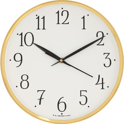 Precisio Analog 25 cm X 25 cm Wall Clock(Gold, With Glass, Standard)