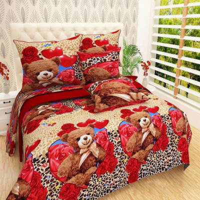 JSR 144 TC Microfiber Double 3D Printed Flat Bedsheet(Pack of 1, Brown)