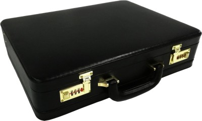 MANDAVA Genuine Leather Attache Business Handbag Leather Briefcase 1 Inch Expandable for Men Medium Briefcase - For Men(Black)
