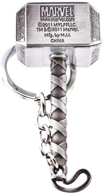 Gabbar ™ Collections Boy's Silver Thor Hammer with Wording Metal Enamel Keyring Keychain Key Chain(Silver)